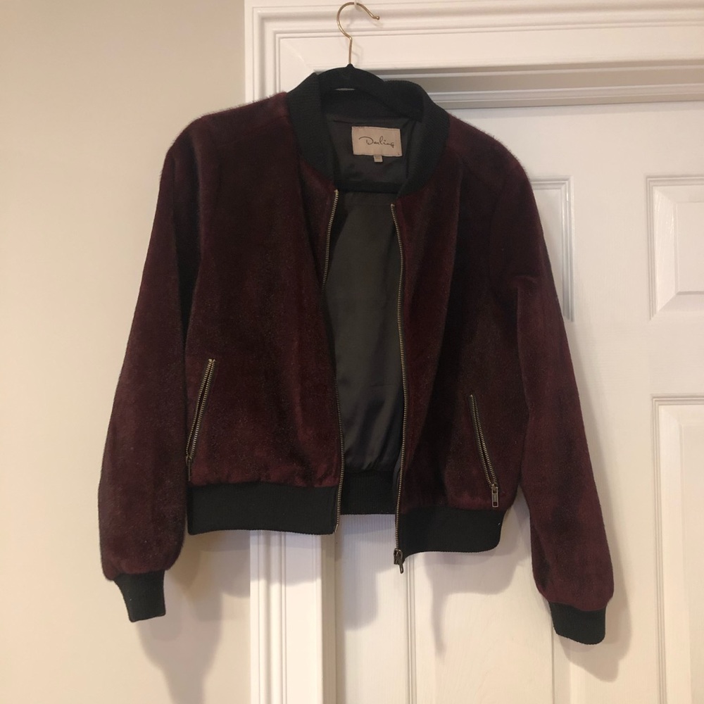 Faux Fur Oxblood Bomber Jacket!!!!